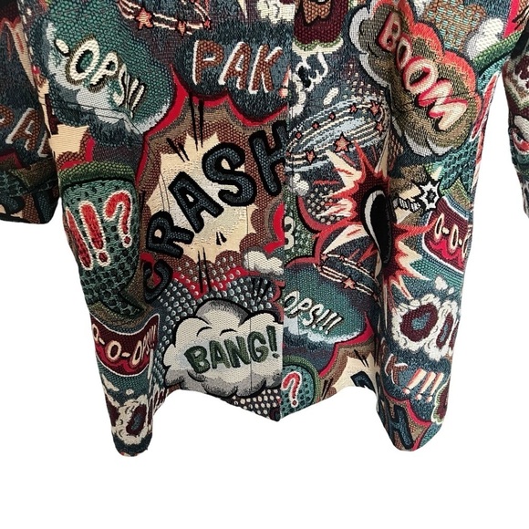 Vilagallo Comic Book Print Jacquard Button Front Coat EU 44 - Picture 4 of 16